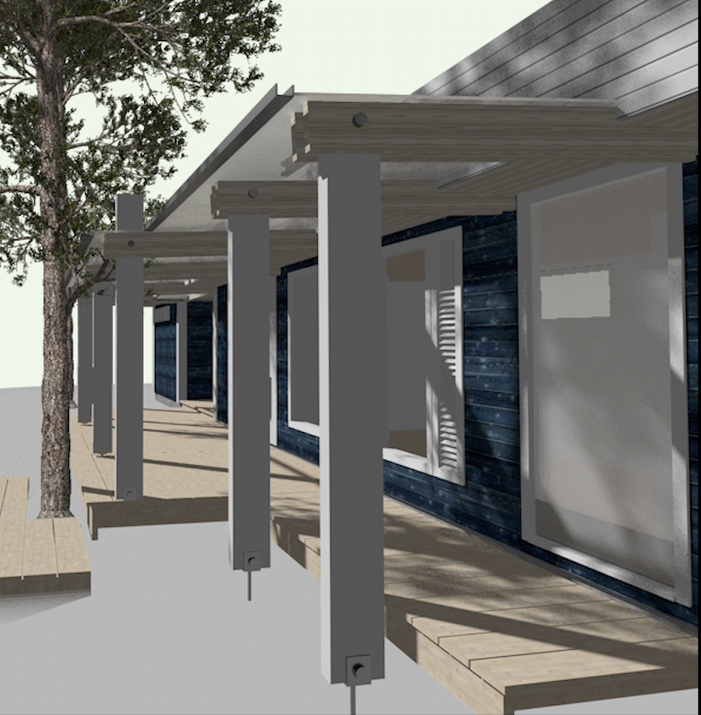 Esimerkki 3D-havainnekuvasta:

Havainnekuva tearassista ja valokatteesta.